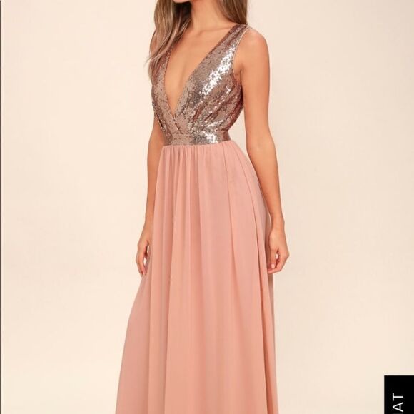 Lulus Elegant Encounter Rose Gold Sequin Dress Size XS - Picture 5 of 11